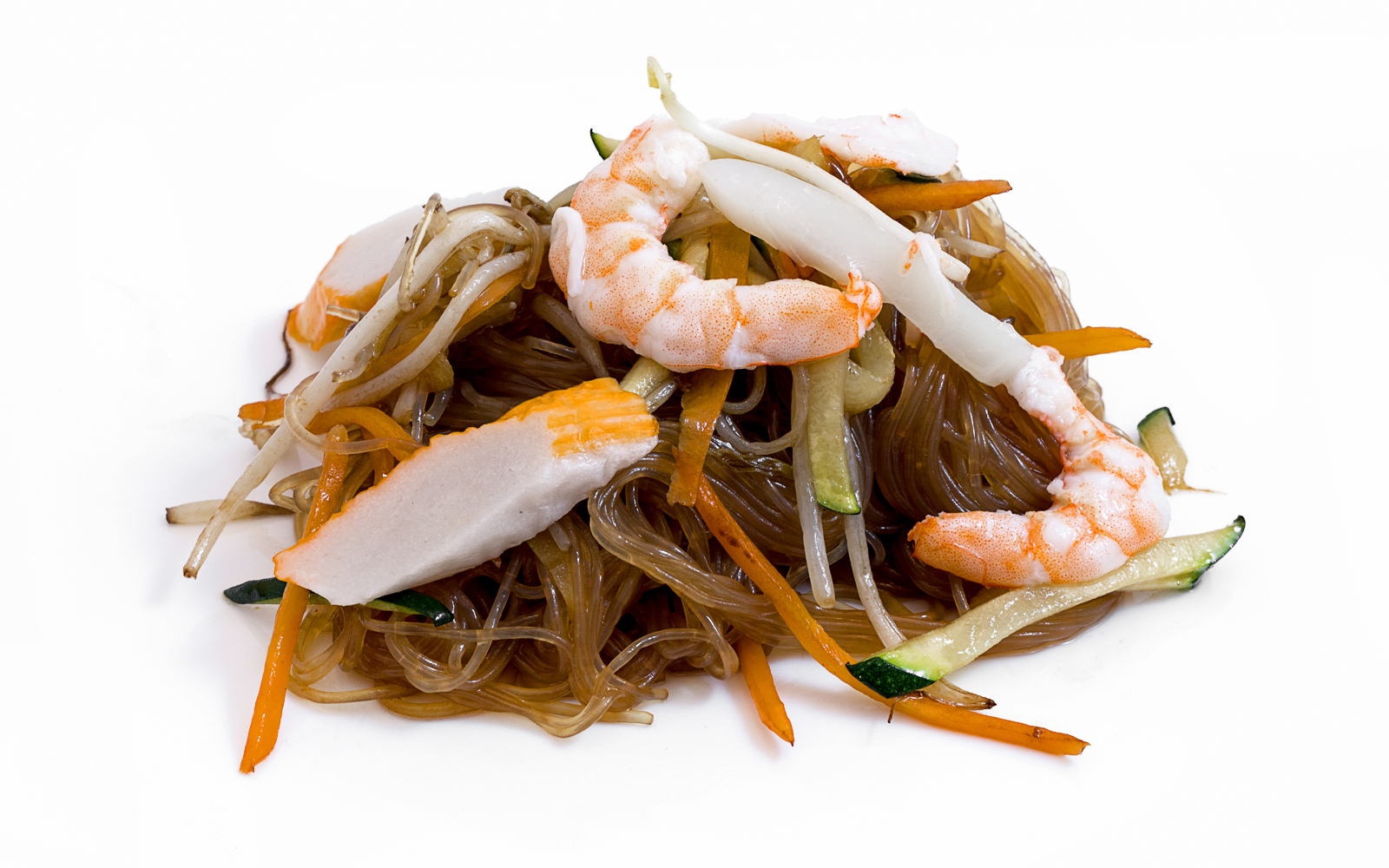 Spaghetti di soia con gamberi