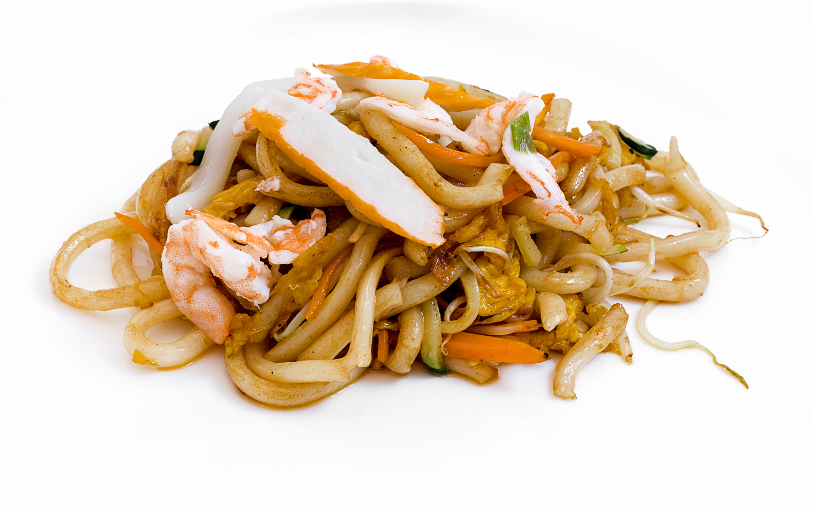 Udon con gamberi